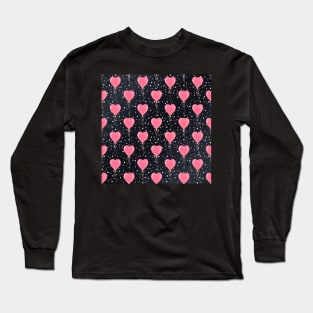 Romantic Watercolor Pink Hearts Balloons Confetti design Long Sleeve T-Shirt